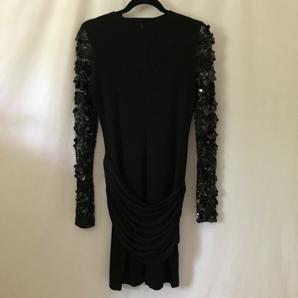 Luly Yang Couture Black Paillette Sleeve Dress